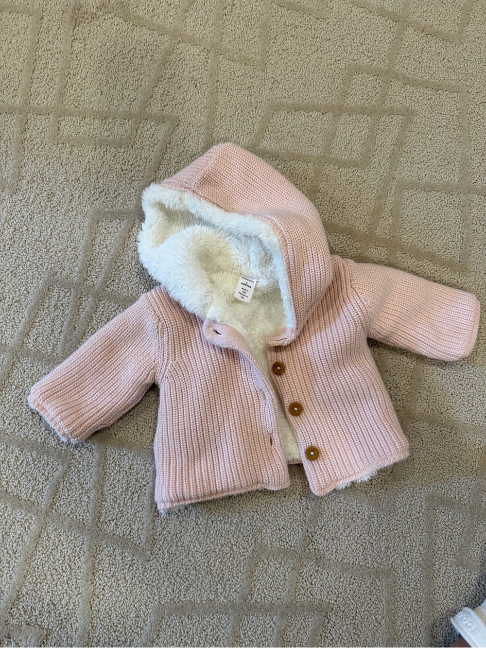 NORDSTROM Cozy Baby Hooded Cardigan Jacket in Light Pink